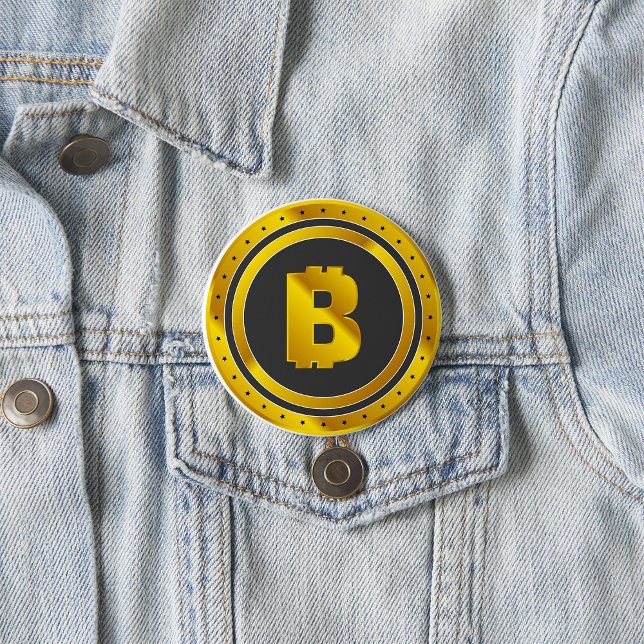 Badge Rond 7,6 Cm Symbole Bitcoin doré Monnaie numérique (Créateur téléchargé)