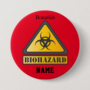 Badge Rond 7,6 Cm Symbole d'avertissement de risque biologique amusa