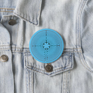 Badge Rond 7,6 Cm Symbole de géométrie sacrée - Chartres Labyrinthe