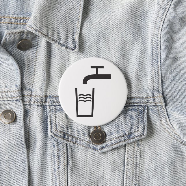 Badge Rond 7,6 Cm Symbole de l'eau du robinet (Créateur téléchargé)