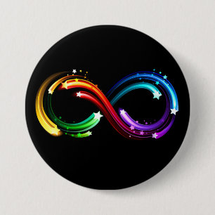 Badge Rond 7,6 Cm Symbole de l'infini des comètes arc-en-ciel
