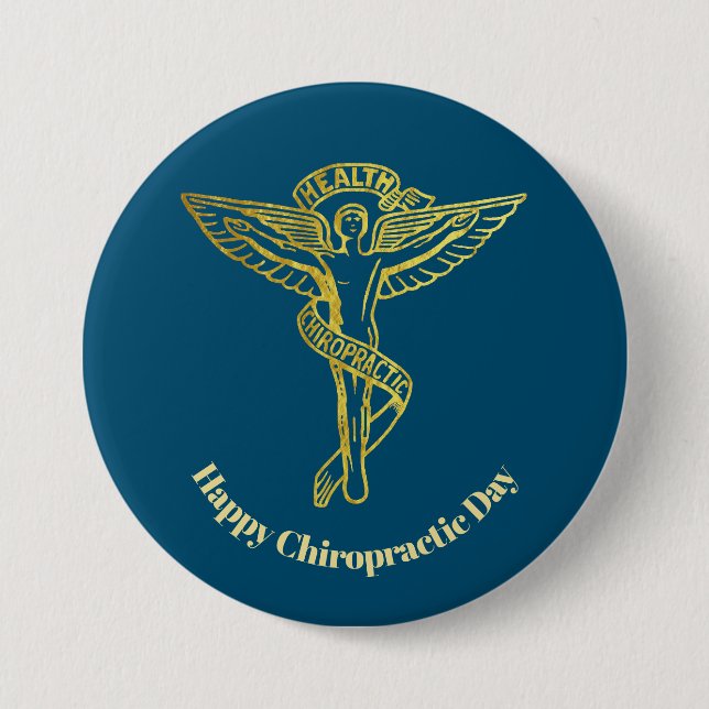 Badge Rond 7,6 Cm Symbole Médicale de chiropratique dorée Bouton de  (Devant)