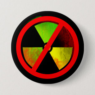 Badge Rond 7,6 Cm Symbole Radioactif Grunge No Nukes