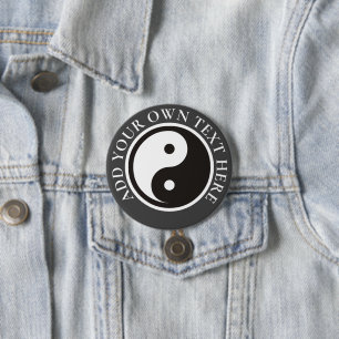 Badge Rond 7,6 Cm Symbole Yin Yang - tatouage solide