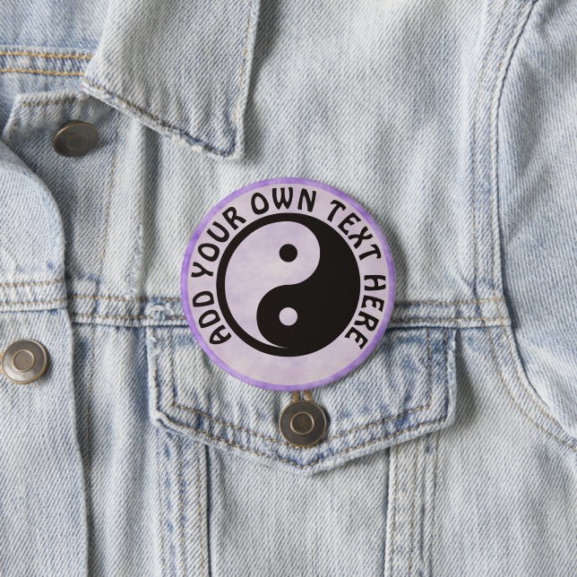 Badge Rond 7,6 Cm Symbole Yin Yang - tatouage solide (En situation)