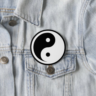 Badge Rond 7,6 Cm Symbole Yin Yang - tatouage solide design 2