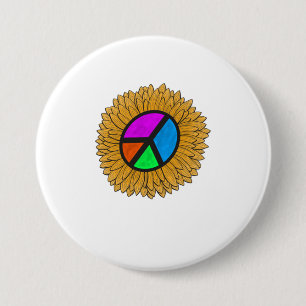 Badge Rond 7,6 Cm T-shirt tournesol Paix