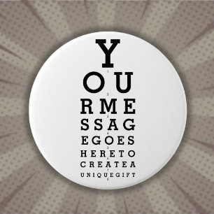 Badge Rond 7,6 Cm Tableau d'acuité visuelle de l'opticien avec messa