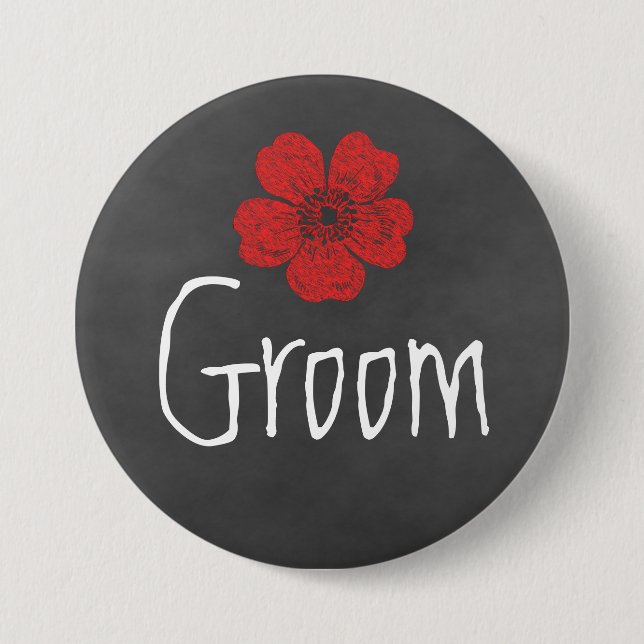 Badge Rond 7,6 Cm Tableau noir Roses rouges sauvages (Devant)