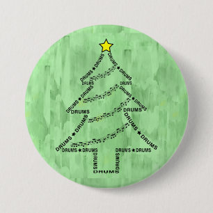 Badge Rond 7,6 Cm Tambour Arbre de Noël