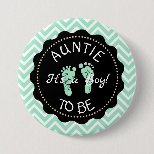 Badge Rond 7,6 Cm Tante à être Sage Green Chevron Baby shower bouton