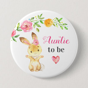 Badge Rond 7,6 Cm Tante d'être le nouveau Baby shower lapin de la ta