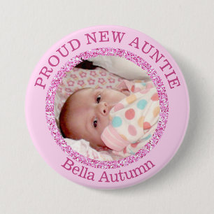 Badge Rond 7,6 Cm Tante fière rose Button de bébé