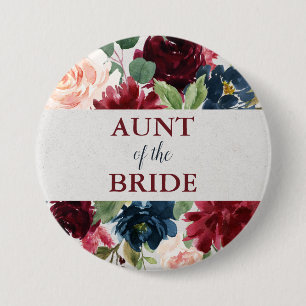 Badge Rond 7,6 Cm Tante florale Gift de mariage de Bourgogne et de