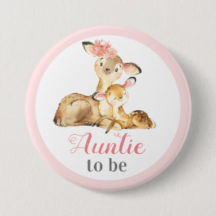 Badge Rond 7,6 Cm Tante pour la nouvelle tante Baby Girl Shoe Doe De