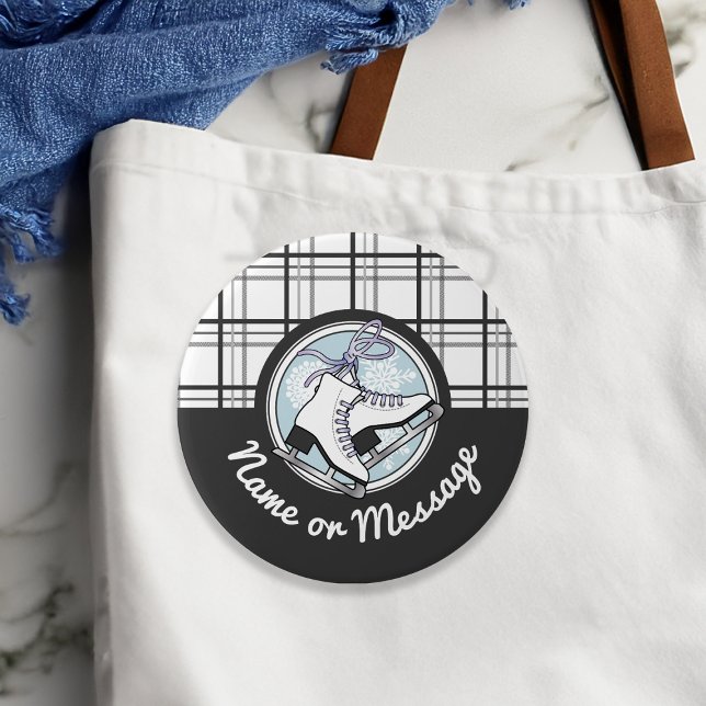 Badge Rond 7,6 Cm Tartan moderne personnalisé Patinage sur glace Pin (Créateur téléchargé)