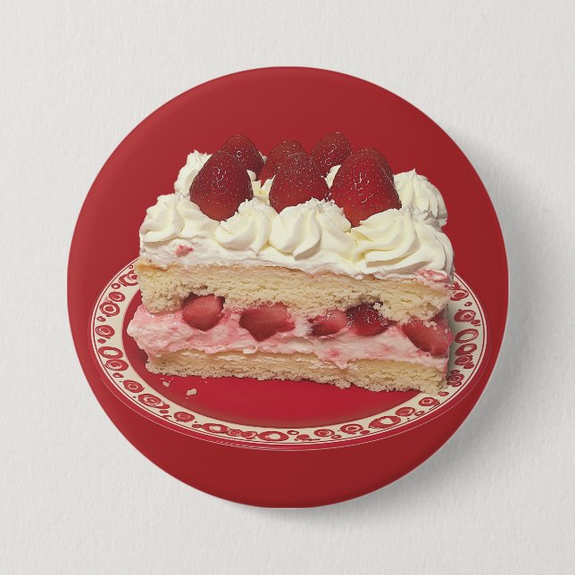 Badge Rond 7,6 Cm Tarte aux fraises (Devant)