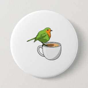 Badge Rond 7,6 Cm Tasse à café oiseau