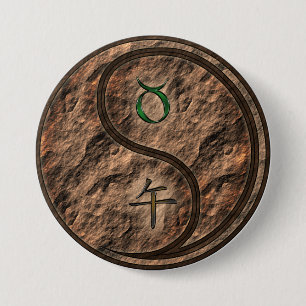 Badge Rond 7,6 Cm Taureau & Cheval de Terre