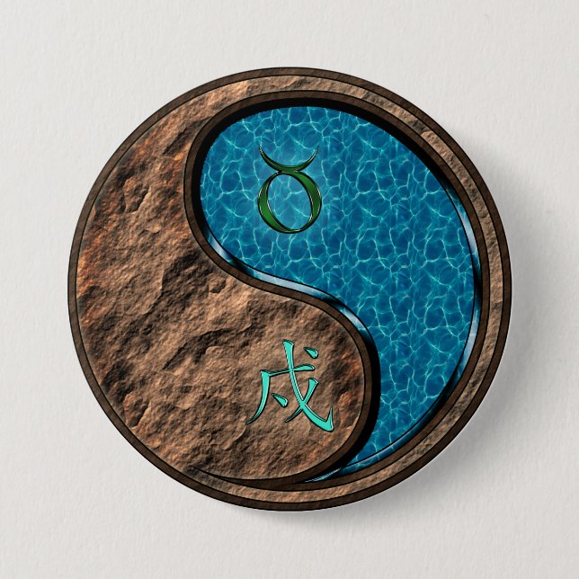 Badge Rond 7,6 Cm Taureau & Chien d'Eau (Devant)