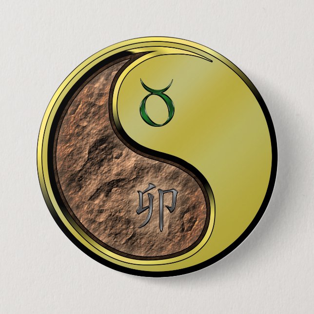 Badge Rond 7,6 Cm Taureau & Lapin de Métal (Devant)