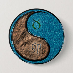 Badge Rond 7,6 Cm Taureau & Lapin d'eau