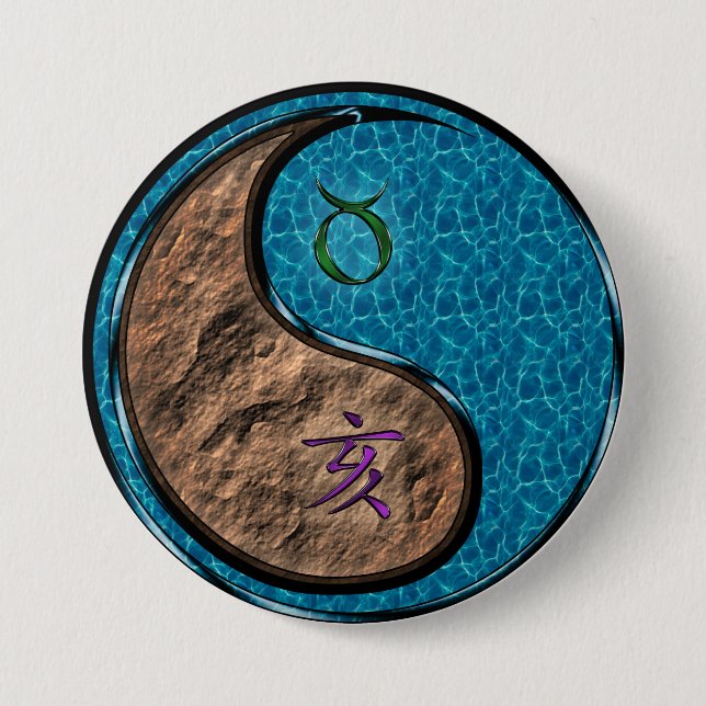 Badge Rond 7,6 Cm Taureau & Sanglier d'eau (Devant)