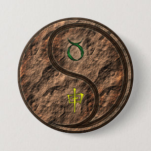 Badge Rond 7,6 Cm Taureau & Singe de Terre