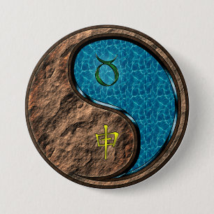 Badge Rond 7,6 Cm Taureau & Singe d'eau