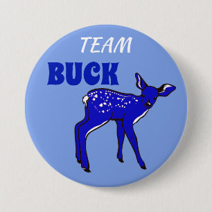 Badge Rond 7,6 Cm "Team Buck" Révélation Bleue du genre