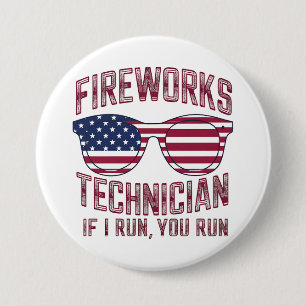 Badge Rond 7,6 Cm Technicien de feux d'artifice 4 juillet drôle État