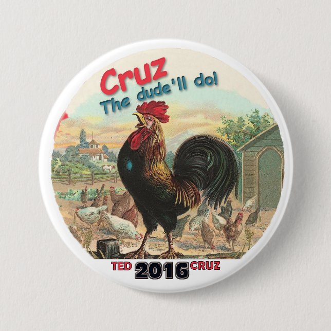 Badge Rond 7,6 Cm Ted Cruz 2016 (Devant)