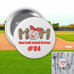 Badge Rond 7,6 Cm Tendance Main dessinée Baseball Maman Personnalisé