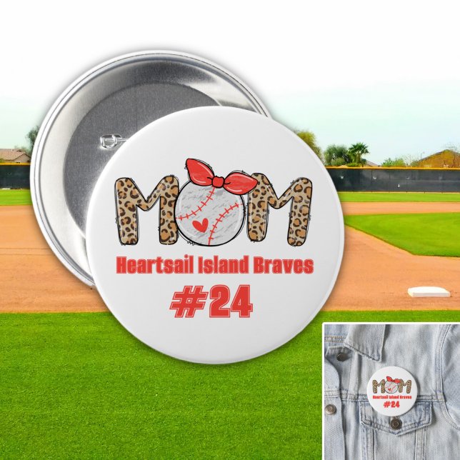 Badge Rond 7,6 Cm Tendance Main dessinée Baseball Maman Personnalisé (Trendy Baseball Mom Personalized Button)