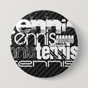 Badge Rond 7,6 Cm Tennis ; Gris Noir & Sombre