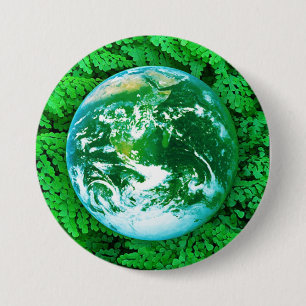 Badge Rond 7,6 Cm Terre verte - conscience écologique