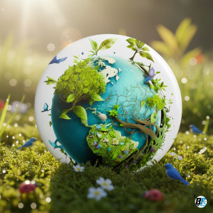 Badge Rond 7,6 Cm Terre Verte "Sauver la Nature" –Sensibilisation É
