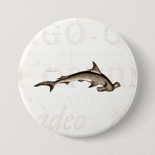 Badge Rond 7,6 Cm Tête de marteau vintage de requin de