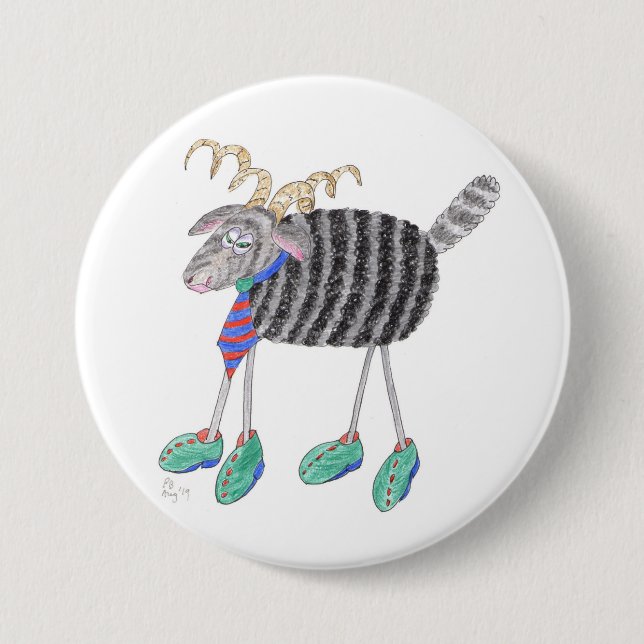 Badge Rond 7,6 Cm Tête de Ram / Mouton de Posh (Devant)
