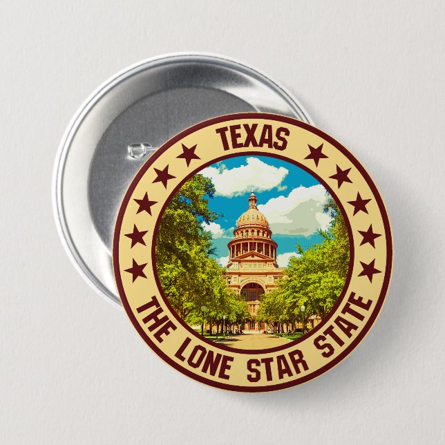 Badge Rond 7,6 Cm Texas (Devant & derrière)