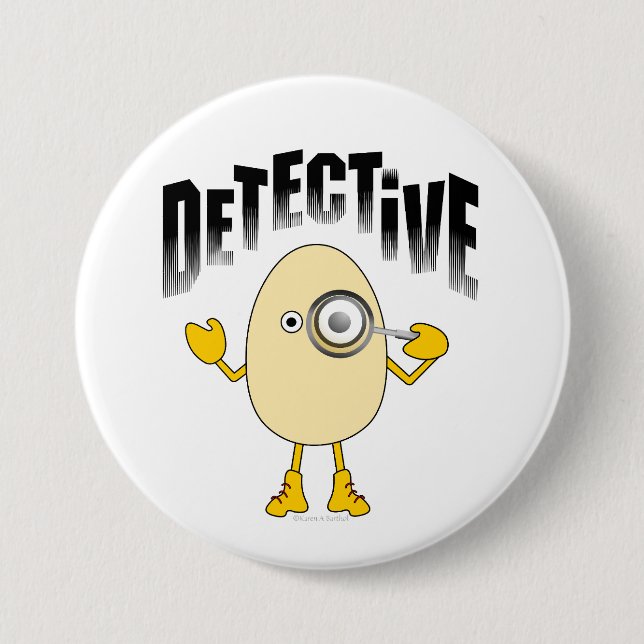 Badge Rond 7,6 Cm Texte du détective Egghead (Devant)