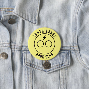 Badge Rond 7,6 Cm Texte minimal Ligne jaune Art Book Club Logo