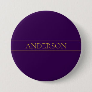 Badge Rond 7,6 Cm Texte personnalisable élégant Or et violet foncé