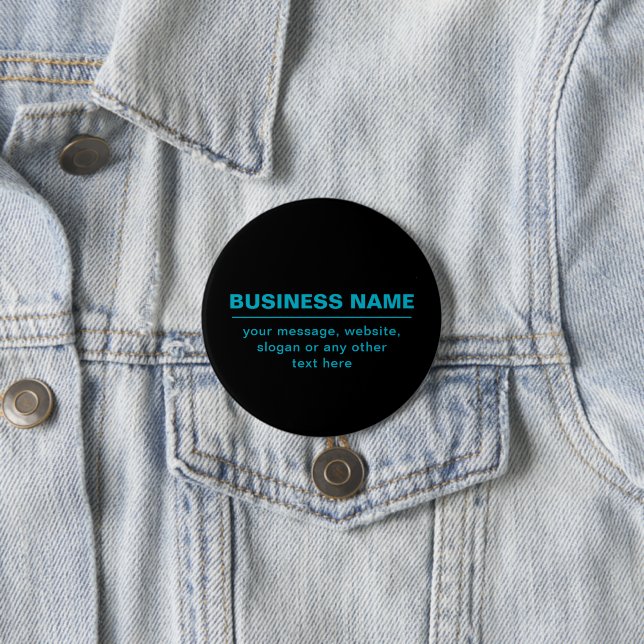 Badge Rond 7,6 Cm Texte personnalisable pour l'entreprise, etc. Noir (En situation)