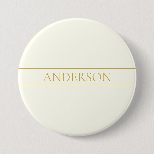 Badge Rond 7,6 Cm Texte personnalisable simple et élégant | Or blanc (Devant)