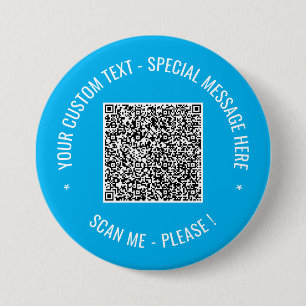 Badge Rond 7,6 Cm Texte personnalisé d'information de scan de Code Q
