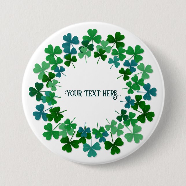 Badge Rond 7,6 Cm Texte personnalisé shamrock (Devant)
