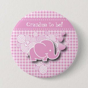 Badge Rond 7,6 Cm Texte rose et blanc de l'éléphant   do-it-yourse
