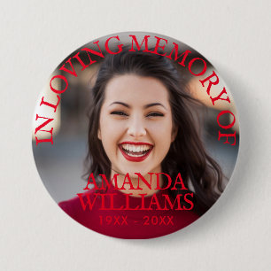 Badge Rond 7,6 Cm Texte rouge photo personnalisé