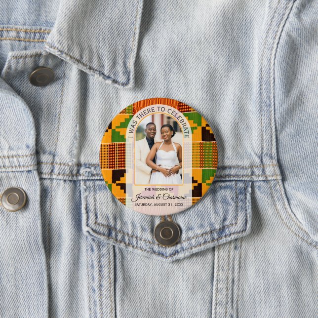 Badge Rond 7,6 Cm THANK YOU GUEST FAVORS Africa Ghana Kente WEDDING  (En situation)